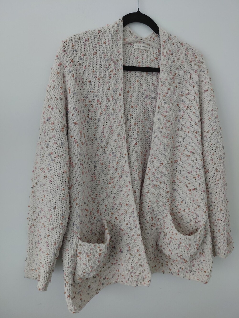 Moon & Madison Cream Speckled Open-Front Knit Cardigan - Picture 2 of 9